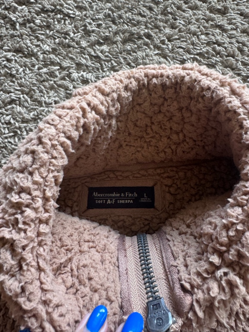 Abercrombie & Fitch beige Sherpa Zip-Up Jacket - Picture 3 of 3
